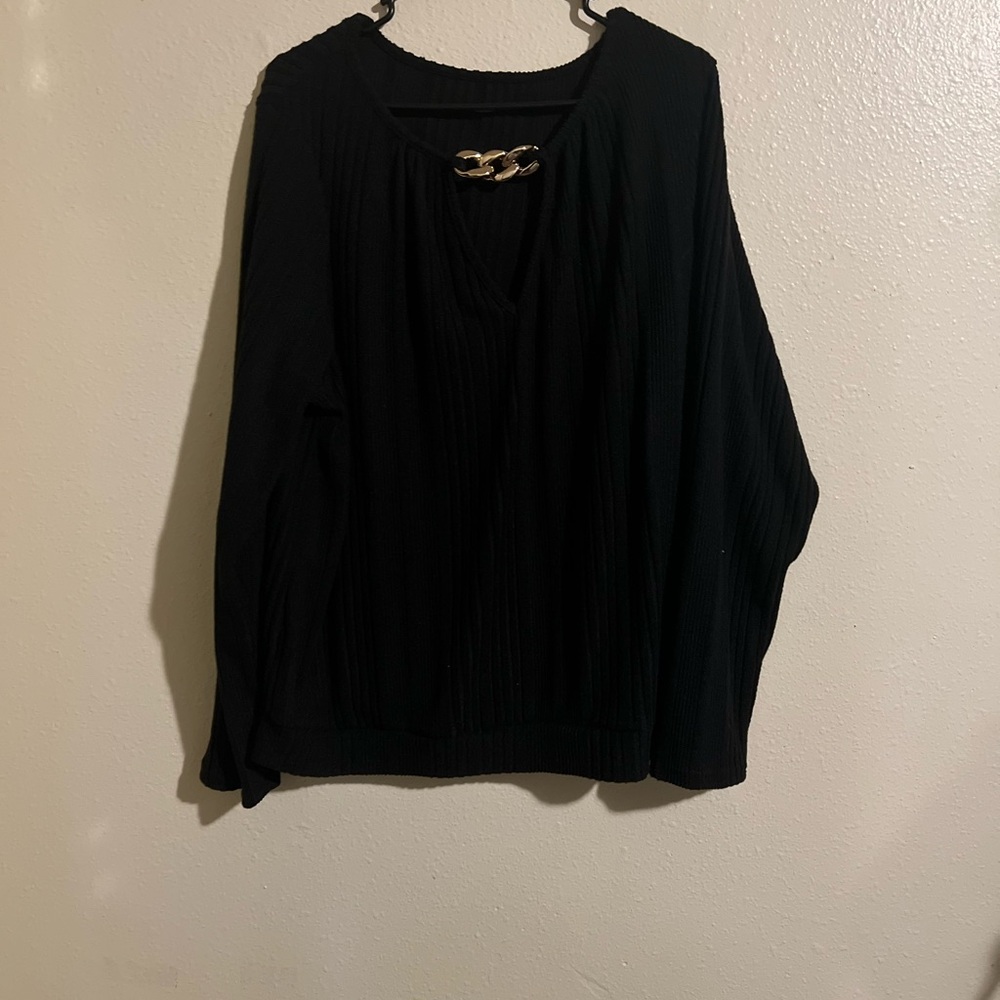 Chic Black Sweater Blouse with Elegant Design